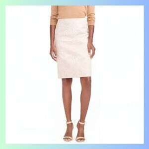 NEW without TAGS J. Crew Metallic Jacquard Pencil Skirt in Ivory (size 2)